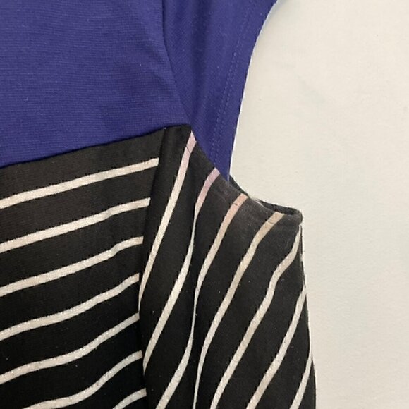 BCX Black White Indigo Colorblock Striped Cap Sleeve Fit & Flare Dress JUNIORS 7 - Picture 14 of 14